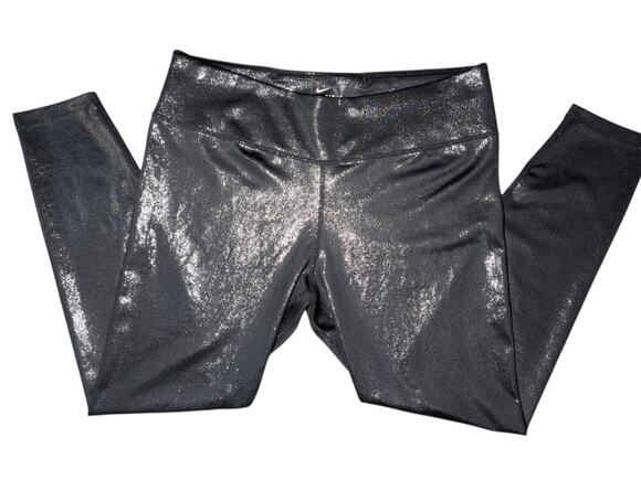 Nike Pants - Nike Dri-FIT Women's Black Sparkle Holographic Metallic Knit Leggings Size XL